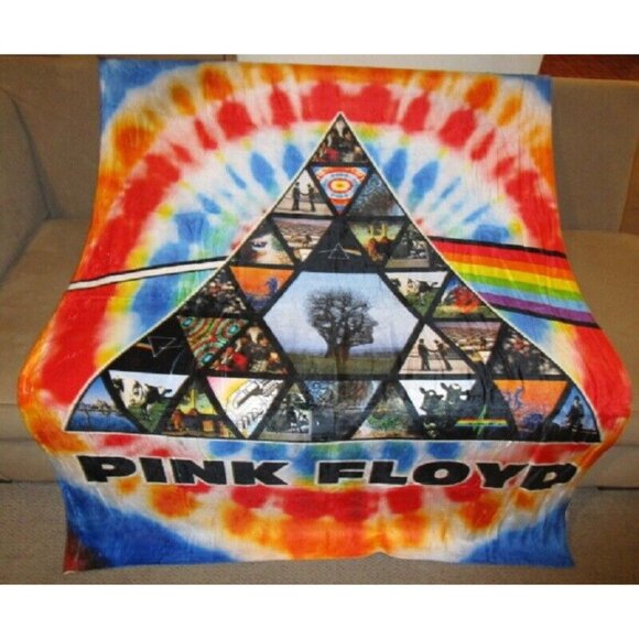 New Tie Dye Prism Pink Floyd Plush Throw Gift Blanket Hi Def Photos Syd Barrett - Picture 2 of 5